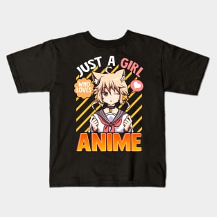 Cute & Funny Just A Girl Who Loves Anime Kids T-Shirt